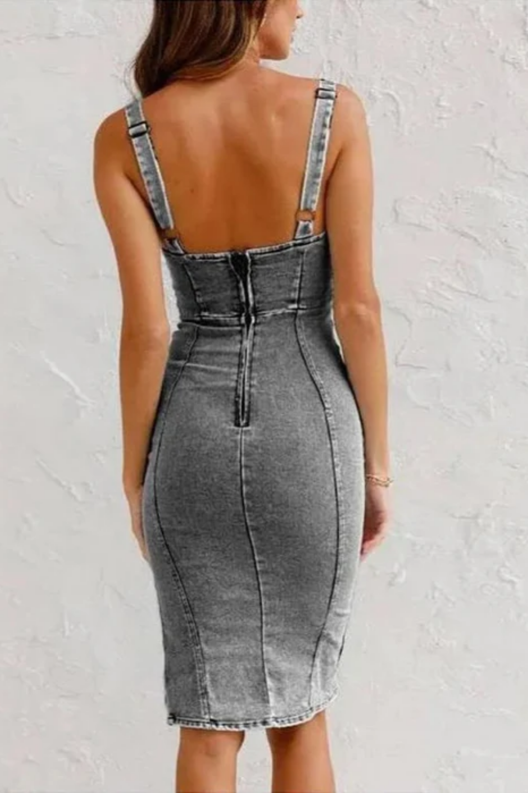 Valnette – Corset detail – Denim midi dress