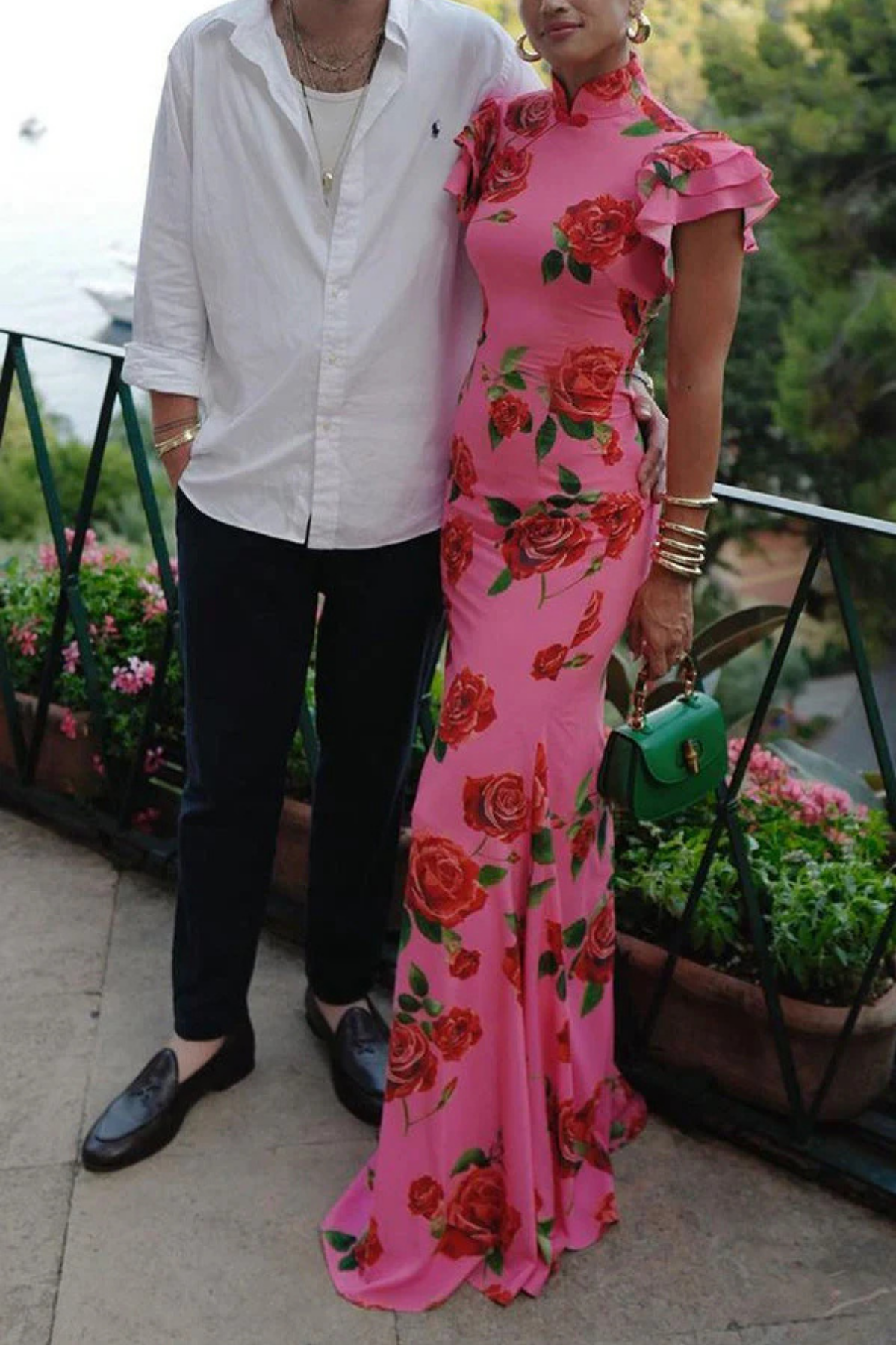 Ravennora – Floral ruffle – High-neck maxi dress