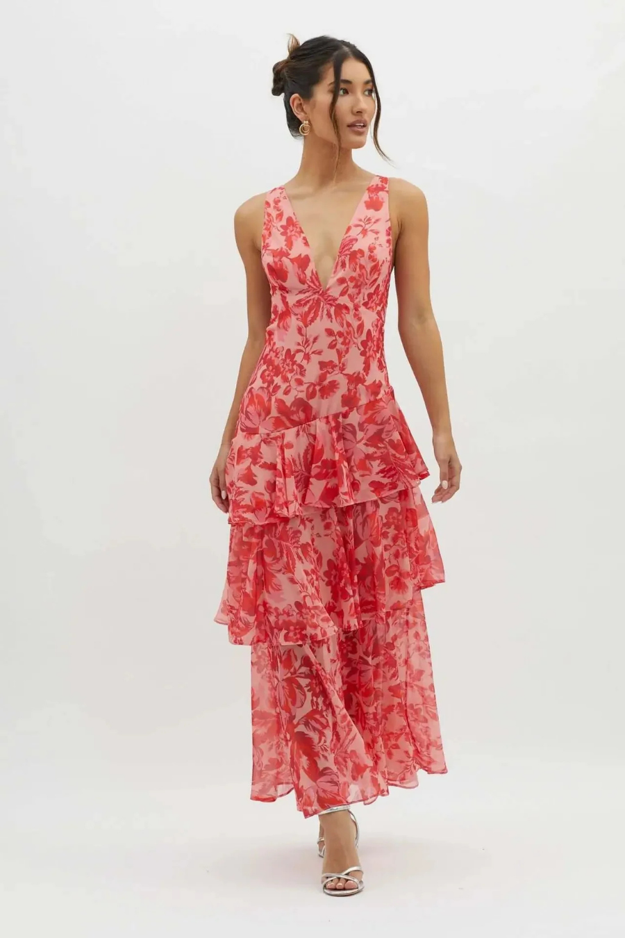 Catalene – Tiered ruffle – V-neck maxi dress