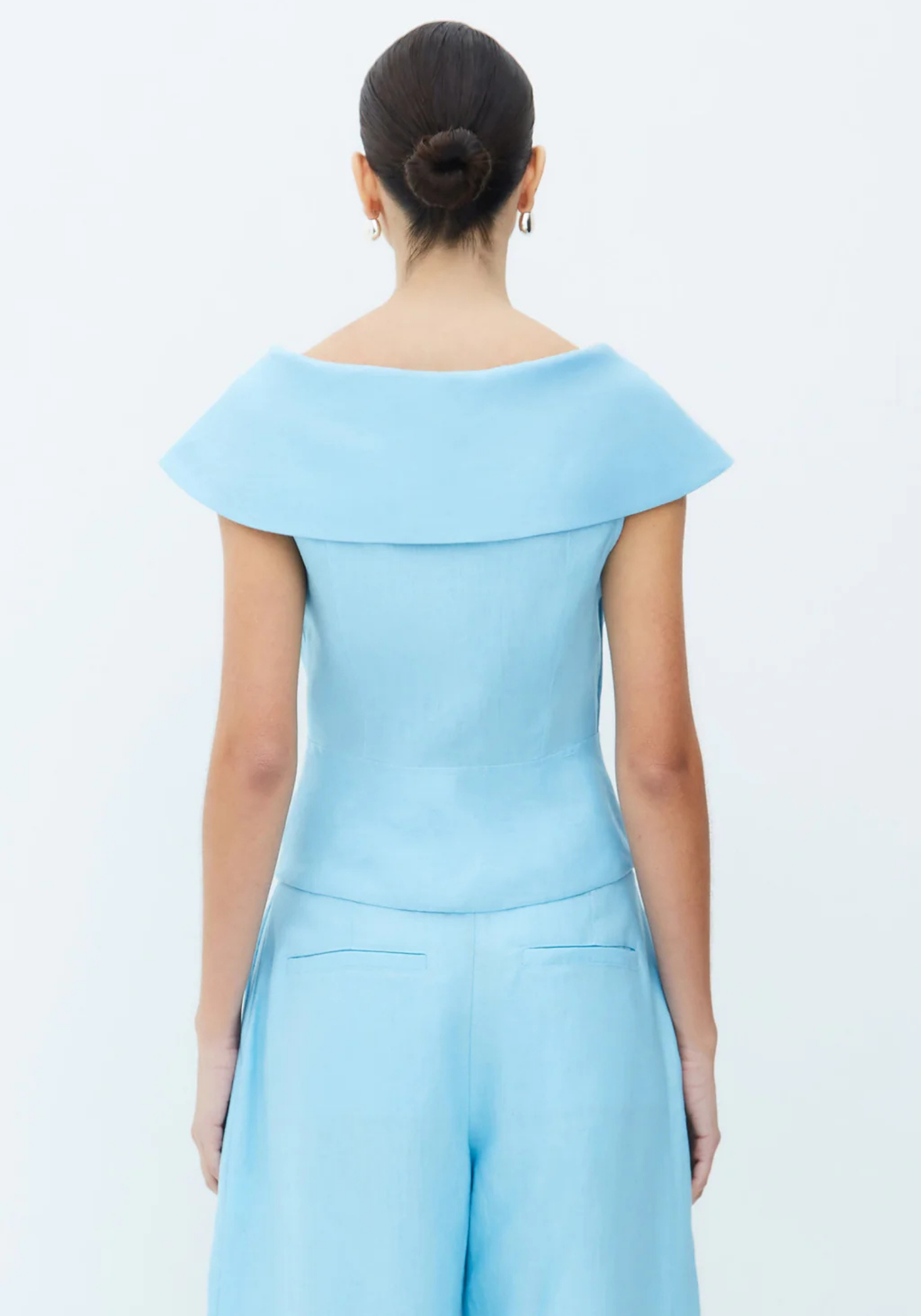 Paloma – Structured peplum top – Wide-leg trousers set
