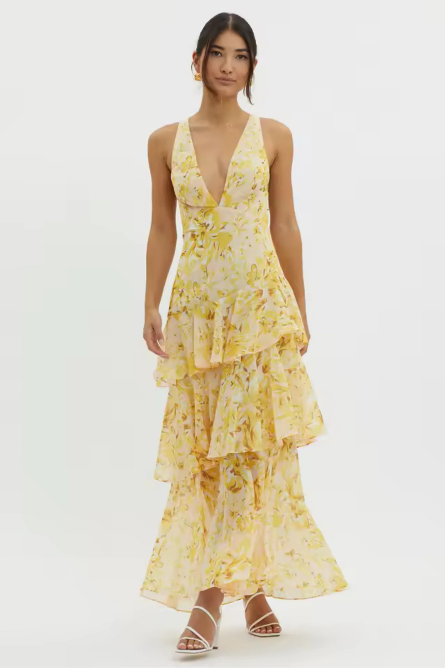 Catalene – Tiered ruffle – V-neck maxi dress