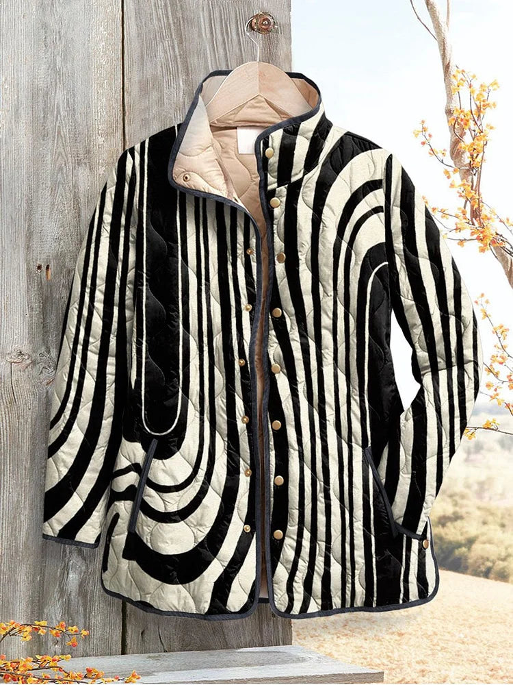 Althea - Women's Casual Quilted Jacket with Abstract Geometric Design