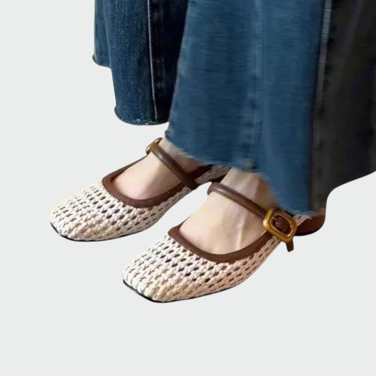 Amelie - Woven Buckle Mary Jane Shoes