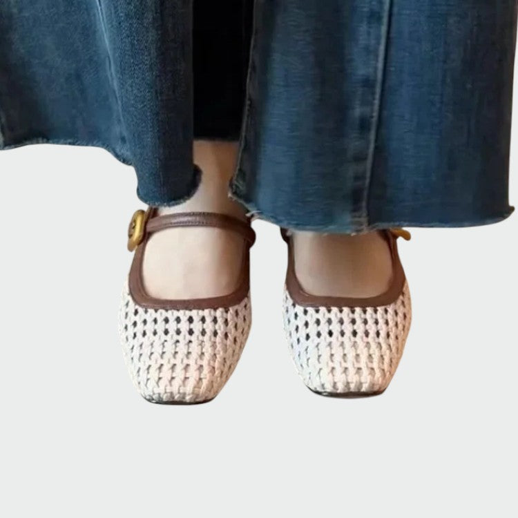 Amelie - Woven Buckle Mary Jane Shoes