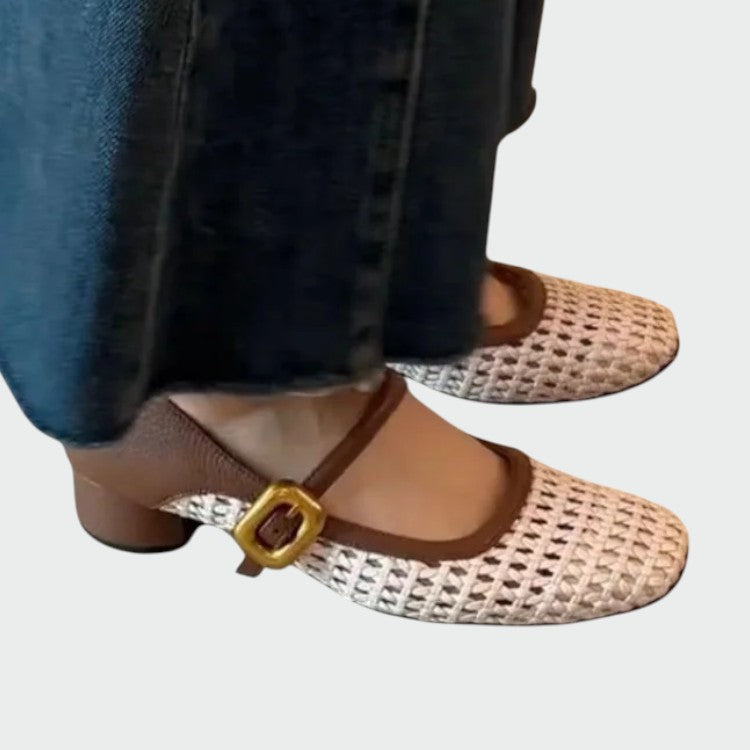 Amelie - Woven Buckle Mary Jane Shoes