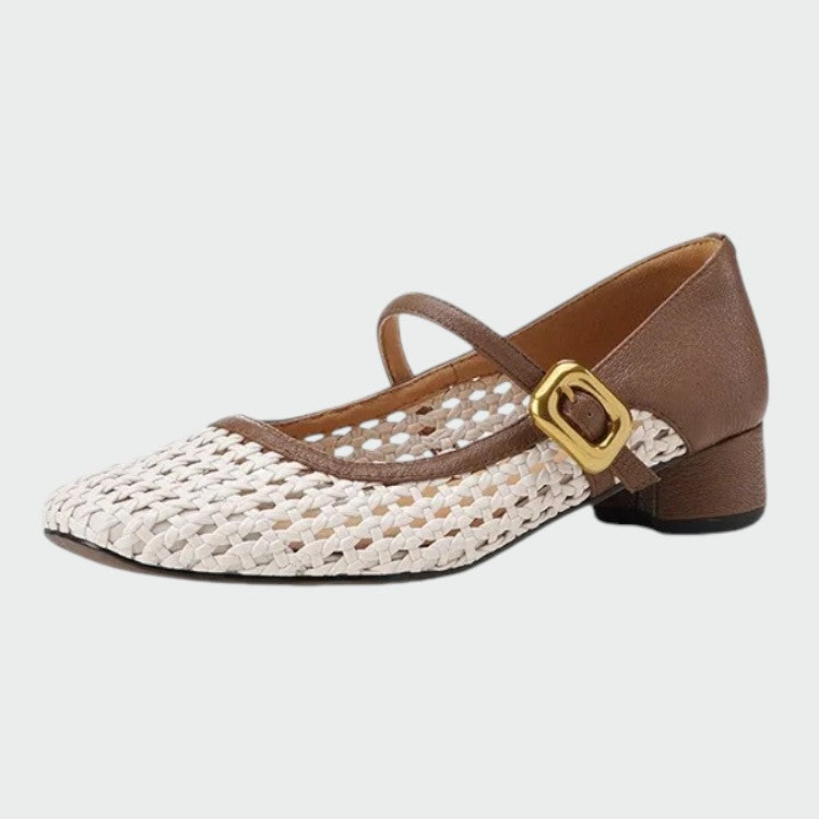 Amelie - Woven Buckle Mary Jane Shoes