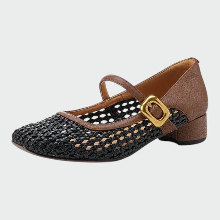 Amelie - Woven Buckle Mary Jane Shoes