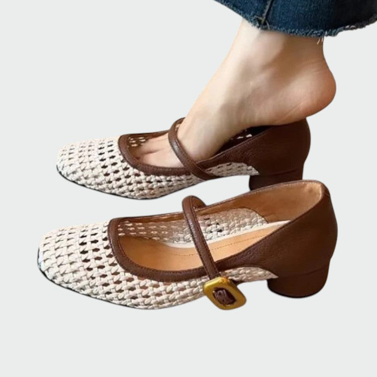 Amelie - Woven Buckle Mary Jane Shoes