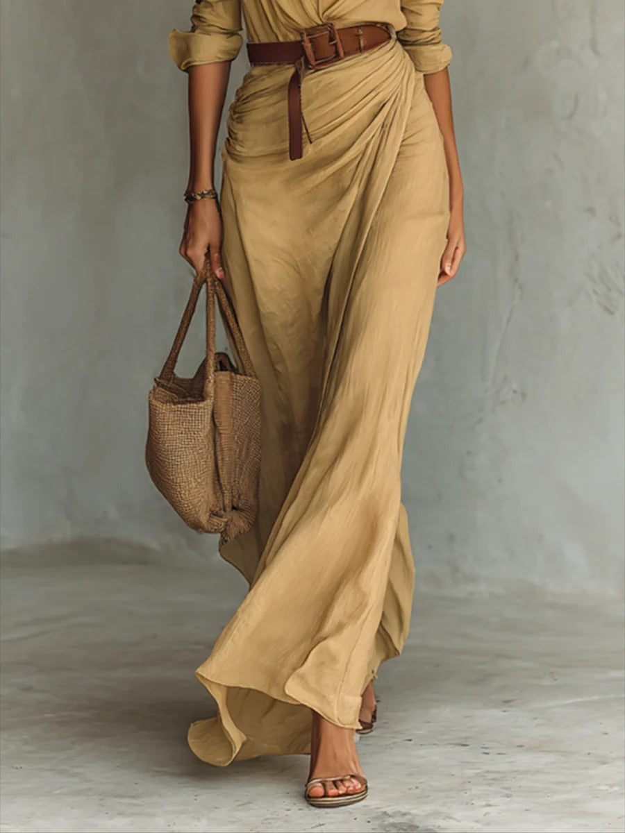 Azura – Button-down wrap dress – Belted maxi dress