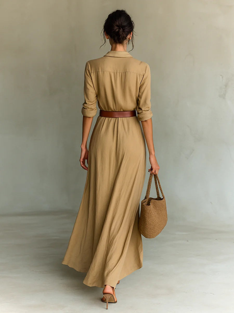 Azura – Button-down wrap dress – Belted maxi dress