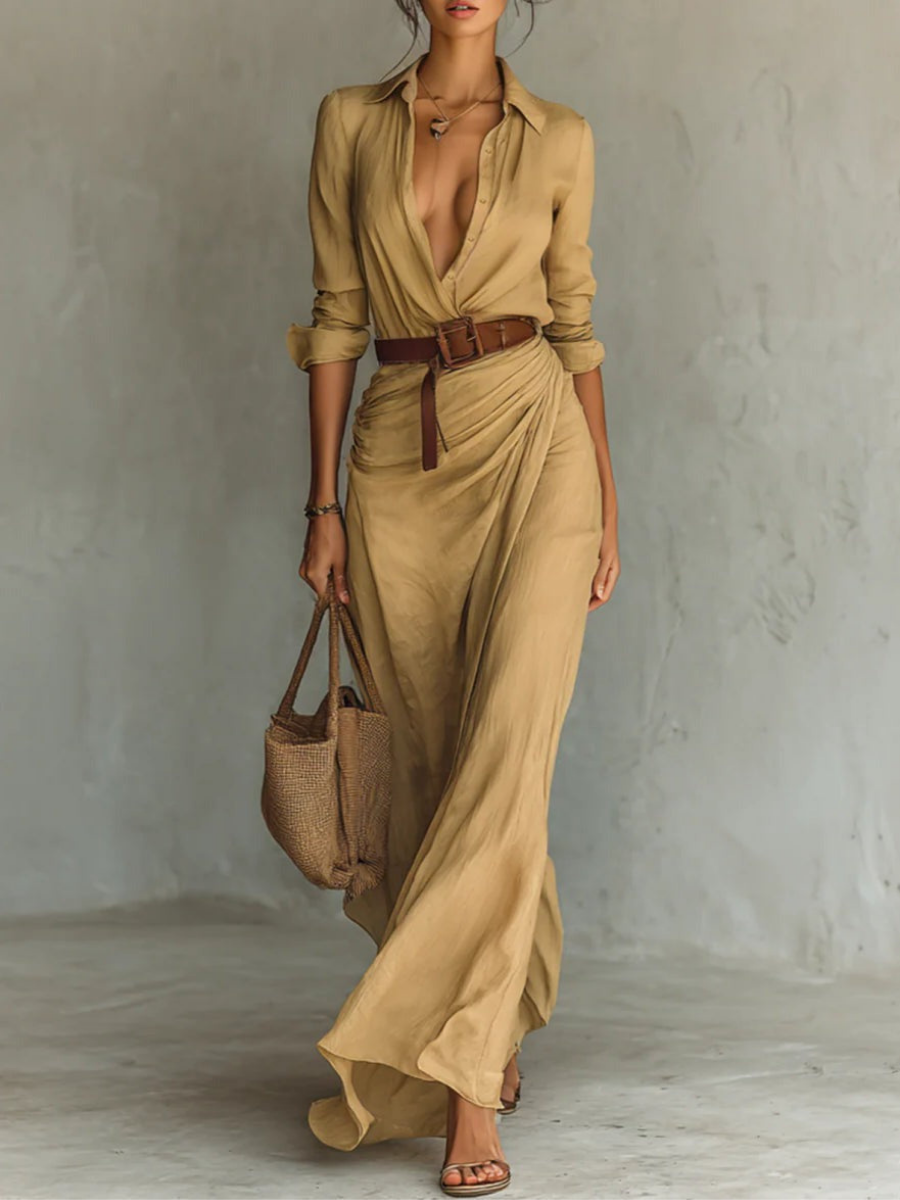 Azura – Button-down wrap dress – Belted maxi dress