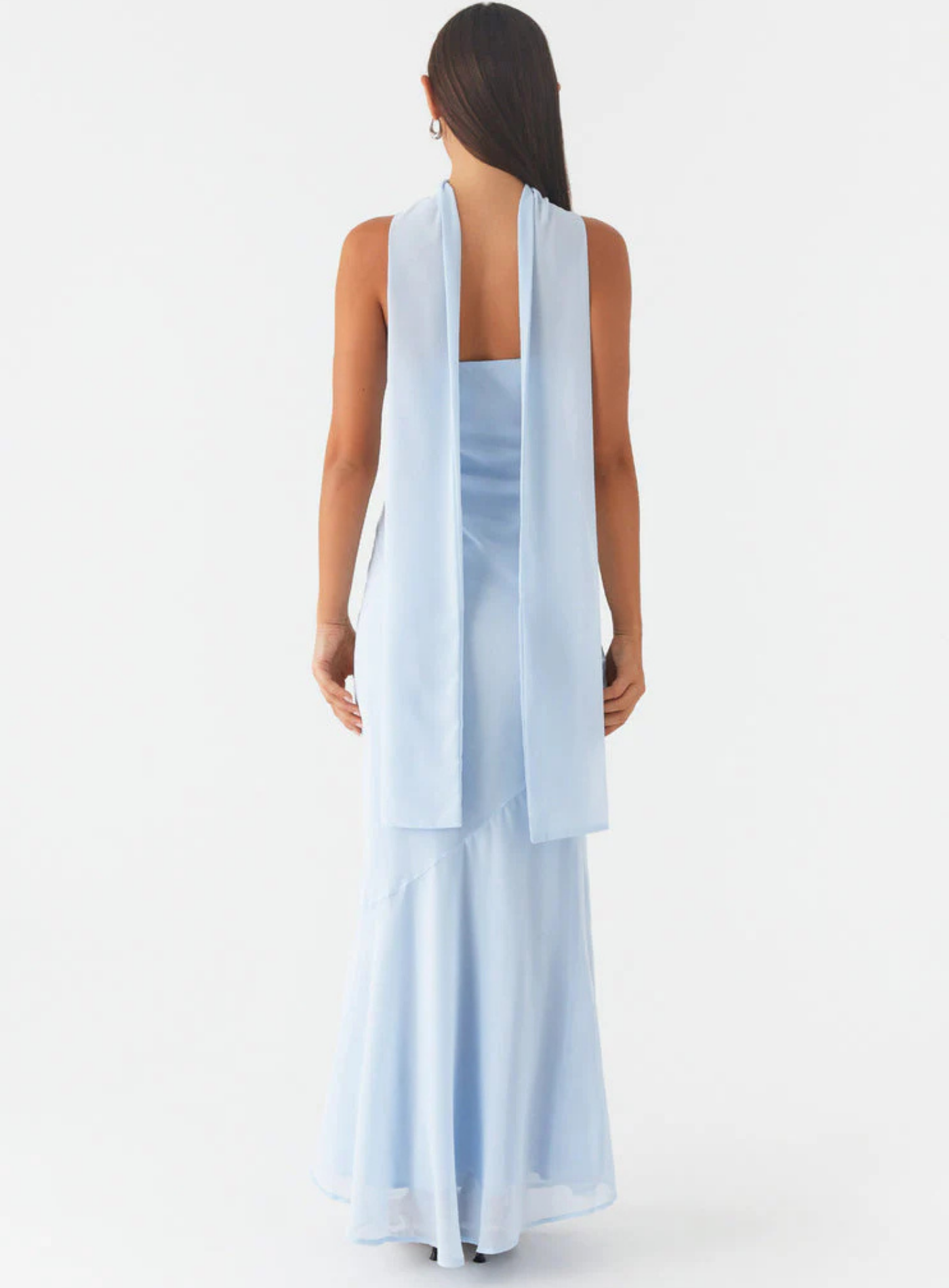 Carina – Elegant scarf detail – Strapless maxi dress
