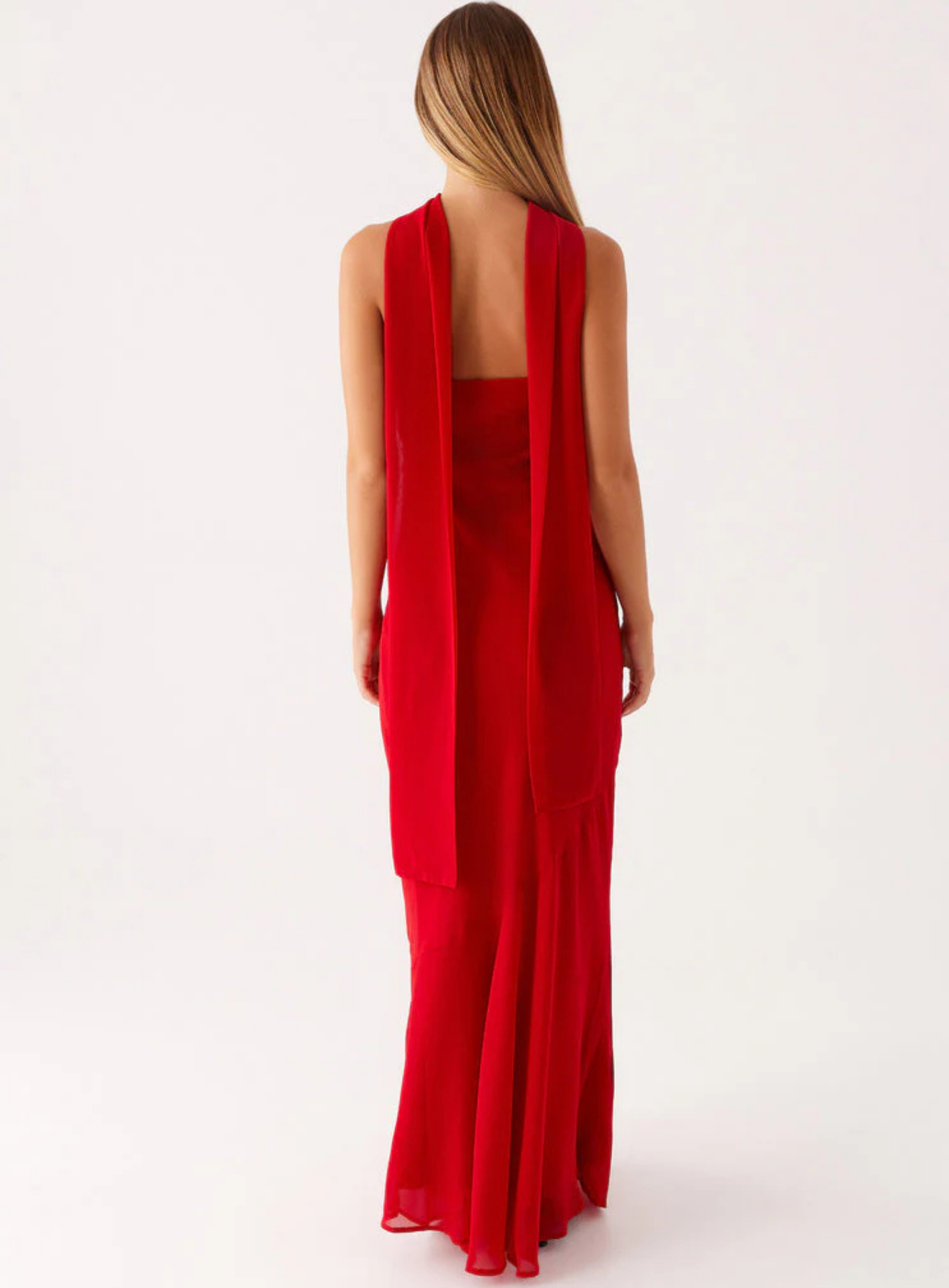Carina – Elegant scarf detail – Strapless maxi dress