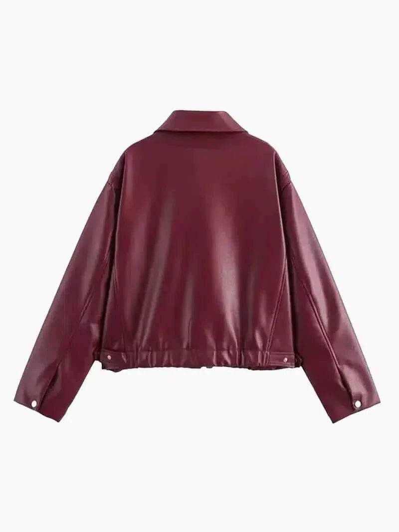 Caterina – Oversized fit – Leather jacket-10174769889607-Ivory Ombre