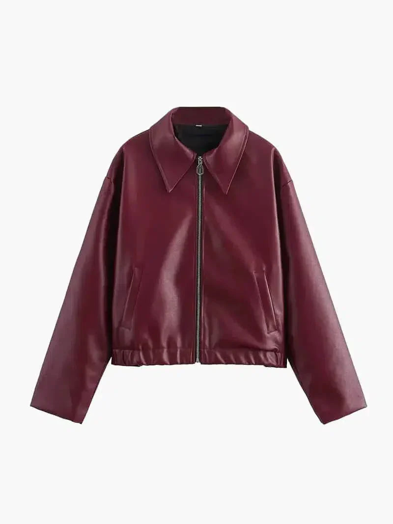 Caterina – Oversized fit – Leather jacket-10174769889607-Ivory Ombre
