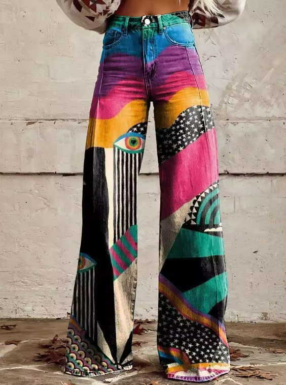 Cleo - Abstract Vision Wide-Leg Pants