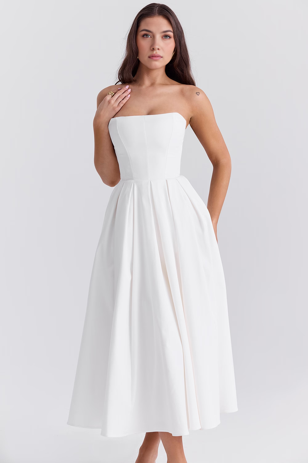 Marivelle – Strapless pleated – Midi dress