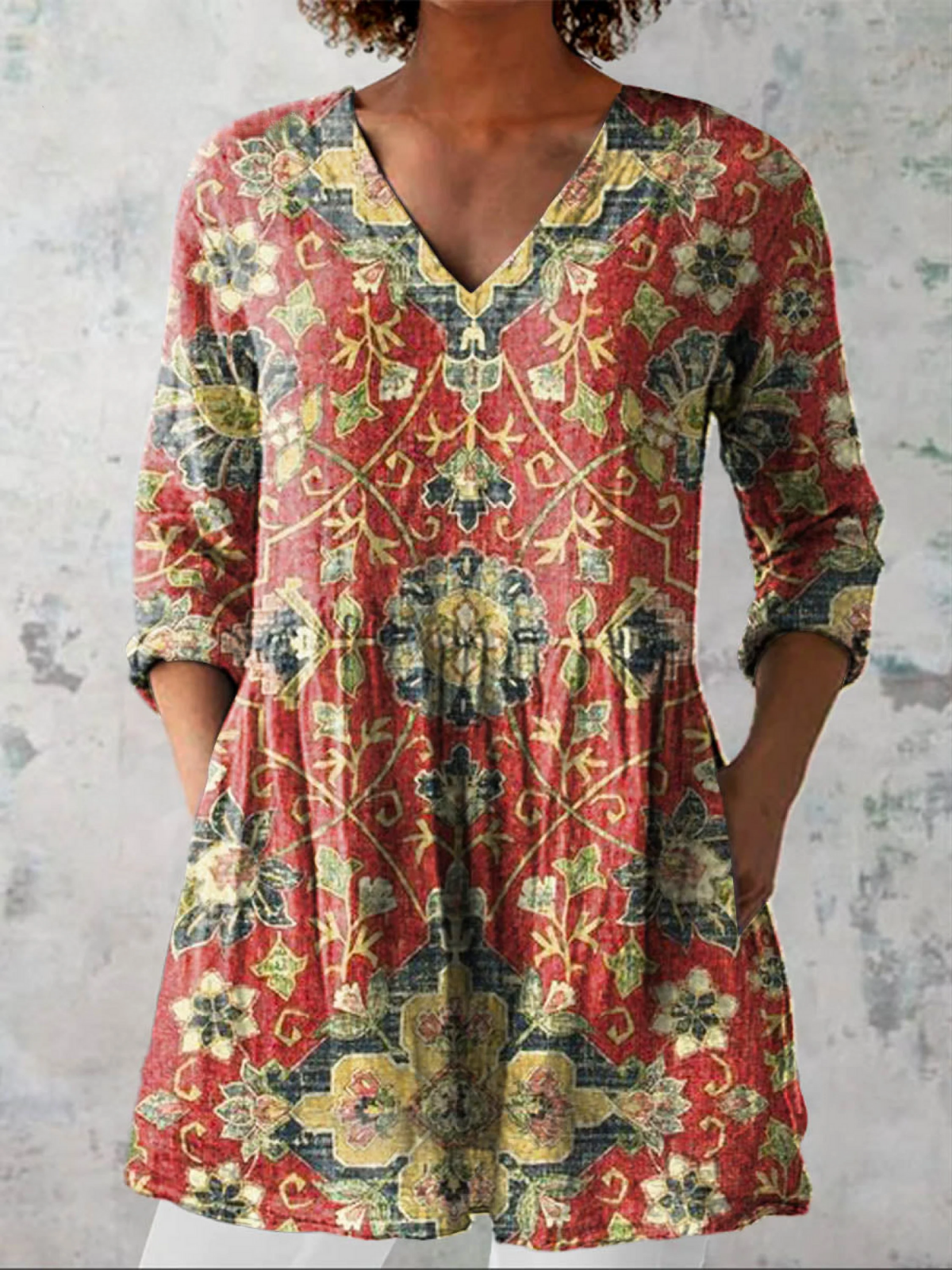 Dahlia - Long V-Neck Shirt
