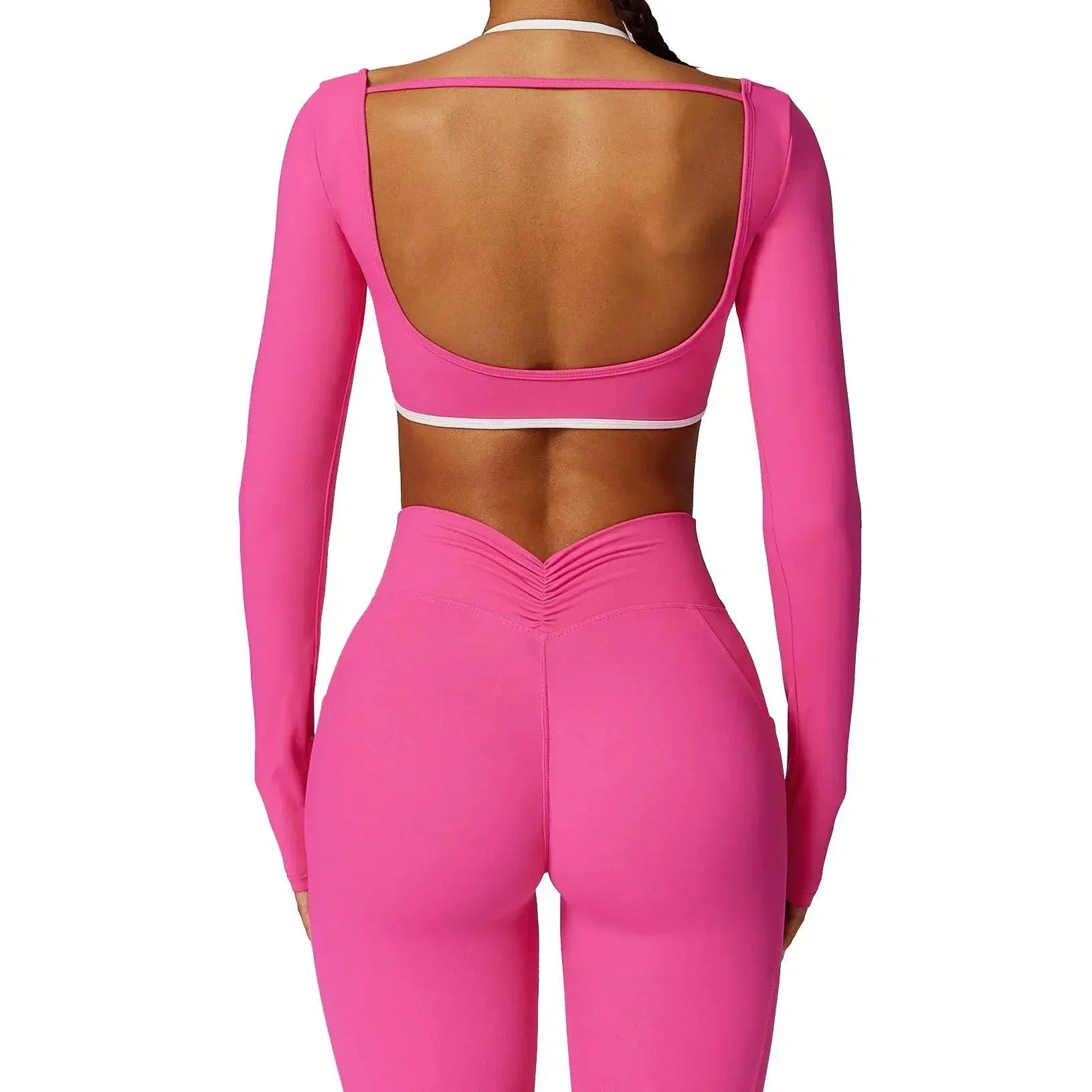Erminia – Compressive fabric – V-cut gym set-10174860689735-Ivory Ombre