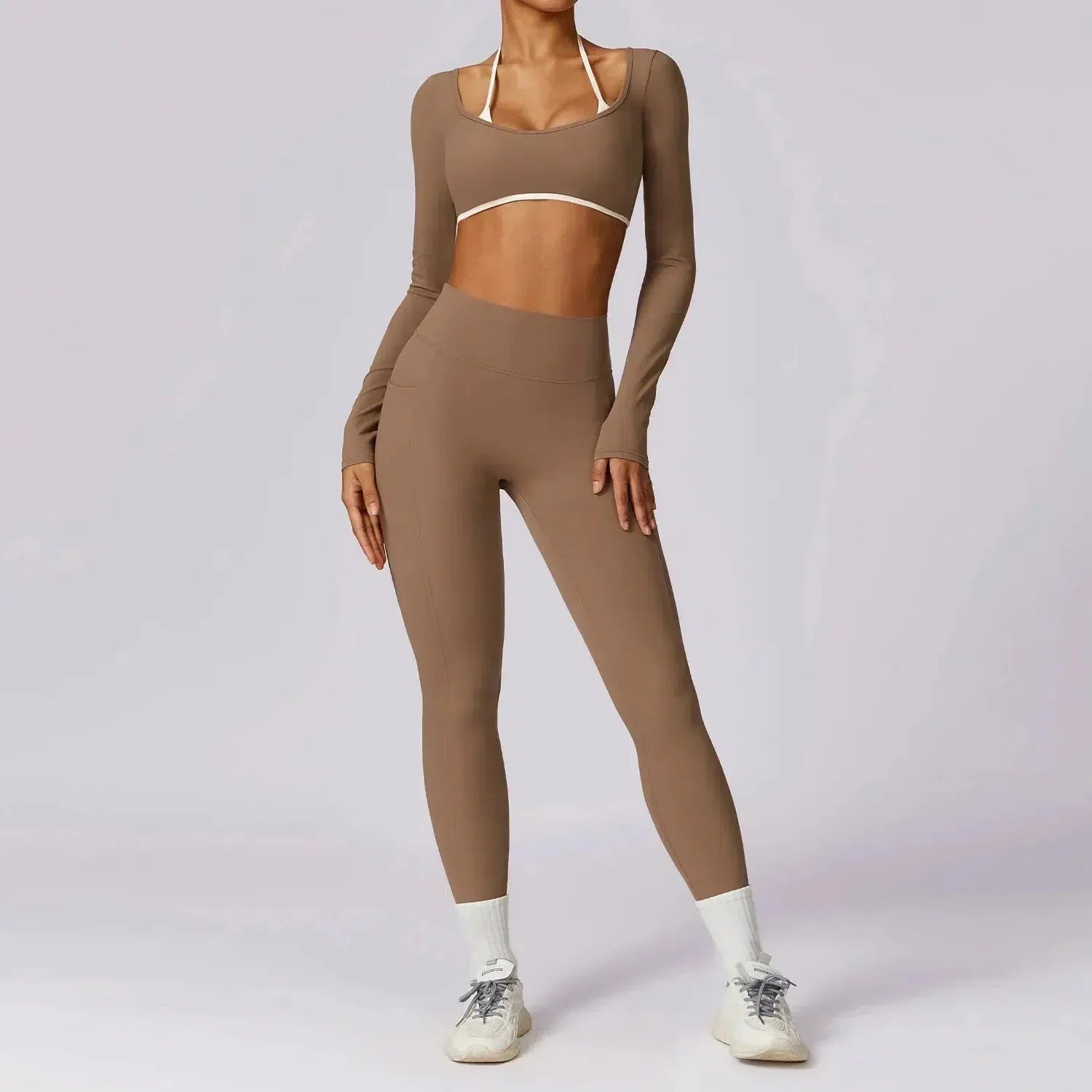 Erminia – Compressive fabric – V-cut gym set-10174860689735-Ivory Ombre