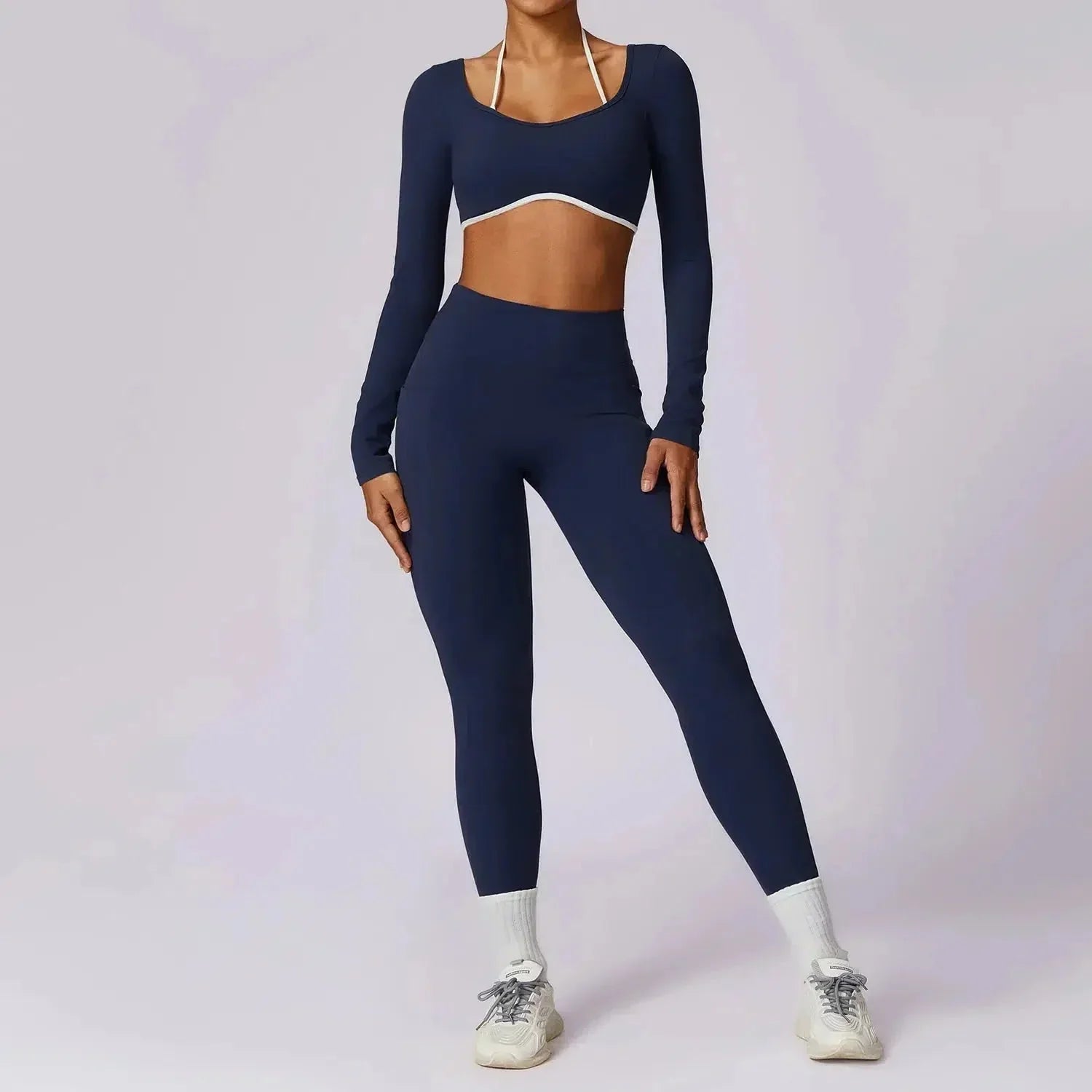 Erminia – Compressive fabric – V-cut gym set-10174860689735-Ivory Ombre