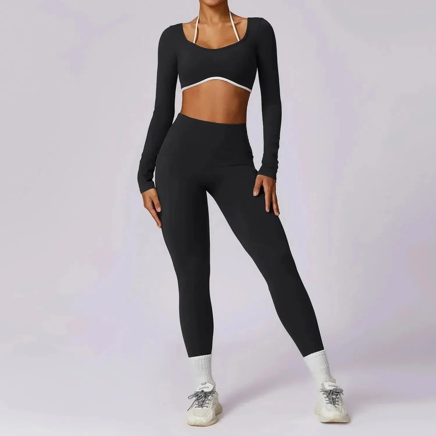 Erminia – Compressive fabric – V-cut gym set-10174860689735-Ivory Ombre
