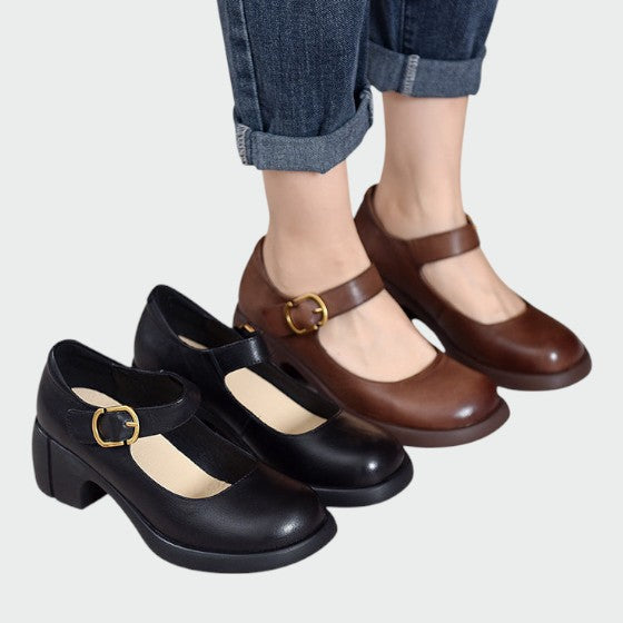 Fauna - Chunky-Heel Buckle Mary Jane Shoes