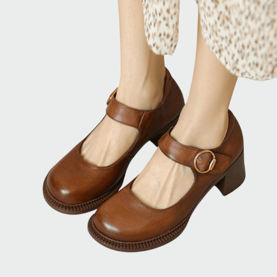 Fauna - Chunky-Heel Buckle Mary Jane Shoes
