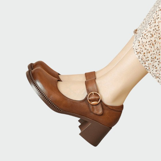 Fauna - Chunky-Heel Buckle Mary Jane Shoes