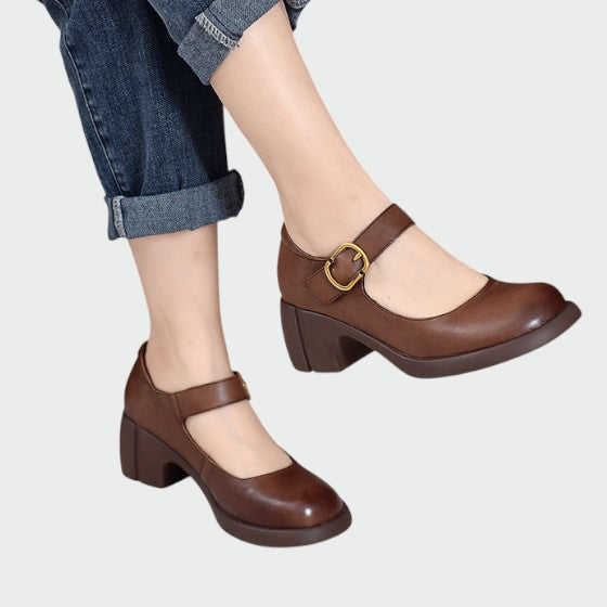 Fauna - Chunky-Heel Buckle Mary Jane Shoes