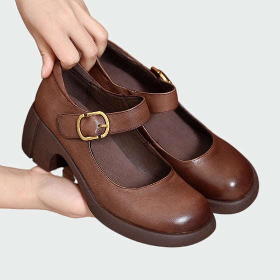 Fauna - Chunky-Heel Buckle Mary Jane Shoes