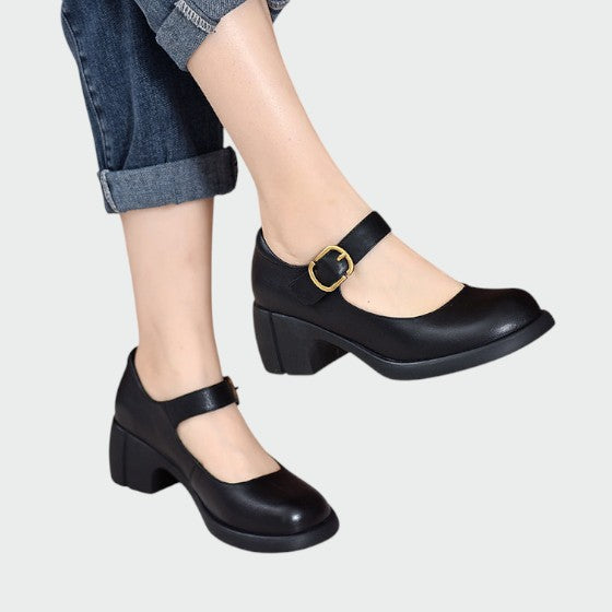 Fauna - Chunky-Heel Buckle Mary Jane Shoes