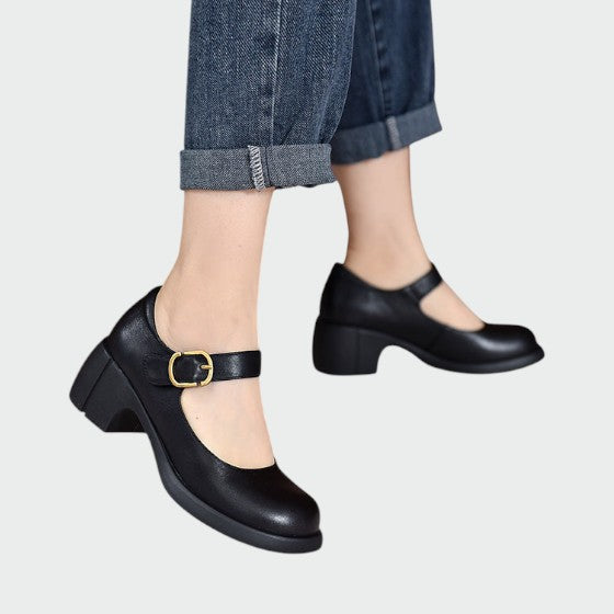 Fauna - Chunky-Heel Buckle Mary Jane Shoes