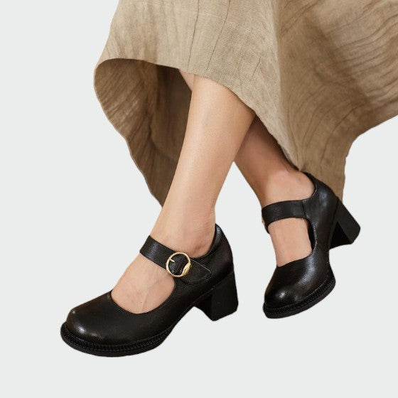 Fauna - Chunky-Heel Buckle Mary Jane Shoes