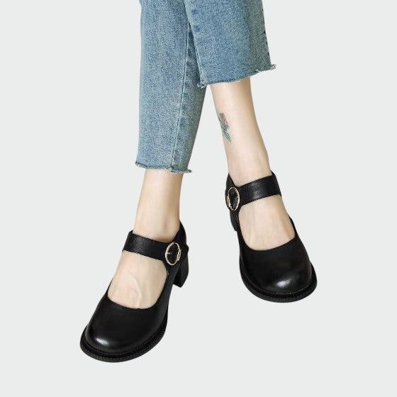 Fauna - Chunky-Heel Buckle Mary Jane Shoes