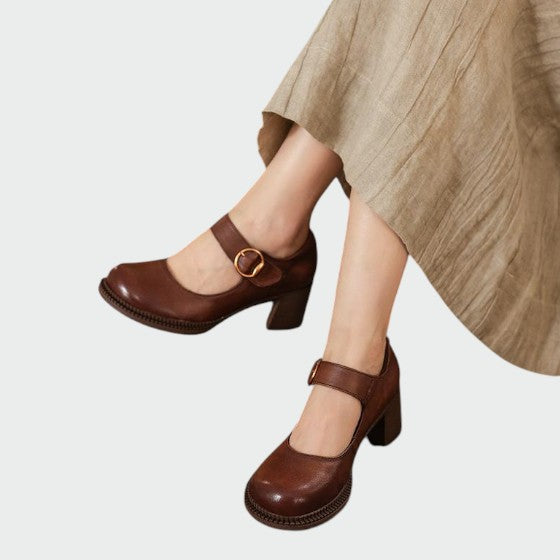 Fauna - Chunky-Heel Buckle Mary Jane Shoes