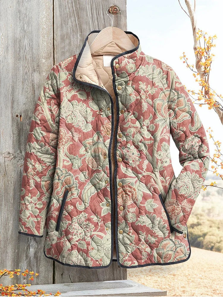 Hanna - Women's Casual Quilted Jacket with Vintage Floral Print