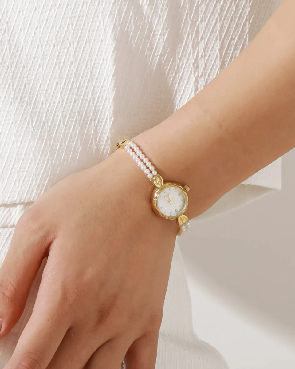 Horélie – Double-strand pearl bracelet – Vintage watch-10173355983175-Ivory Ombre
