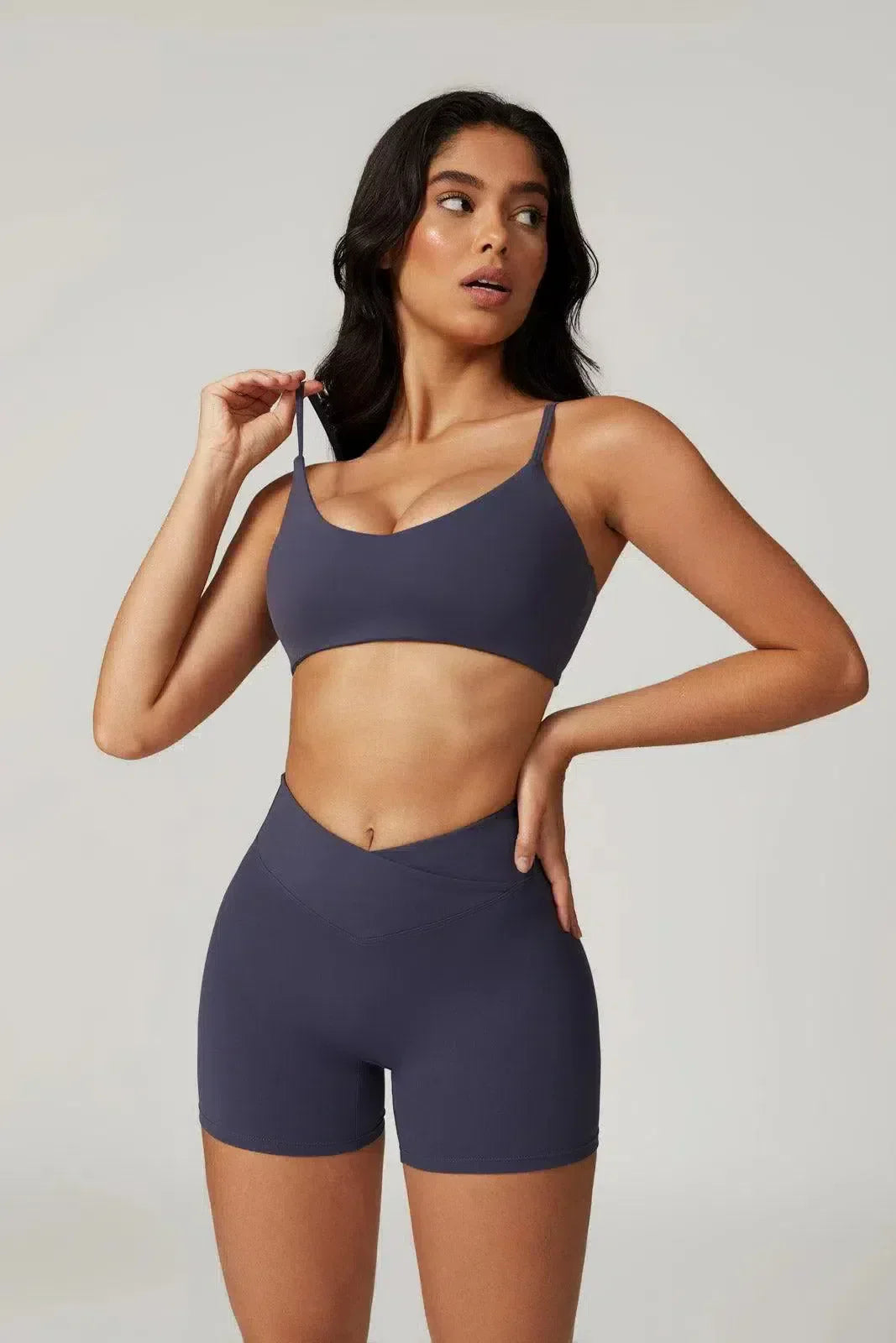 Idalia – V-waist design – Sports bra & shorts set-10174860362055-Ivory Ombre