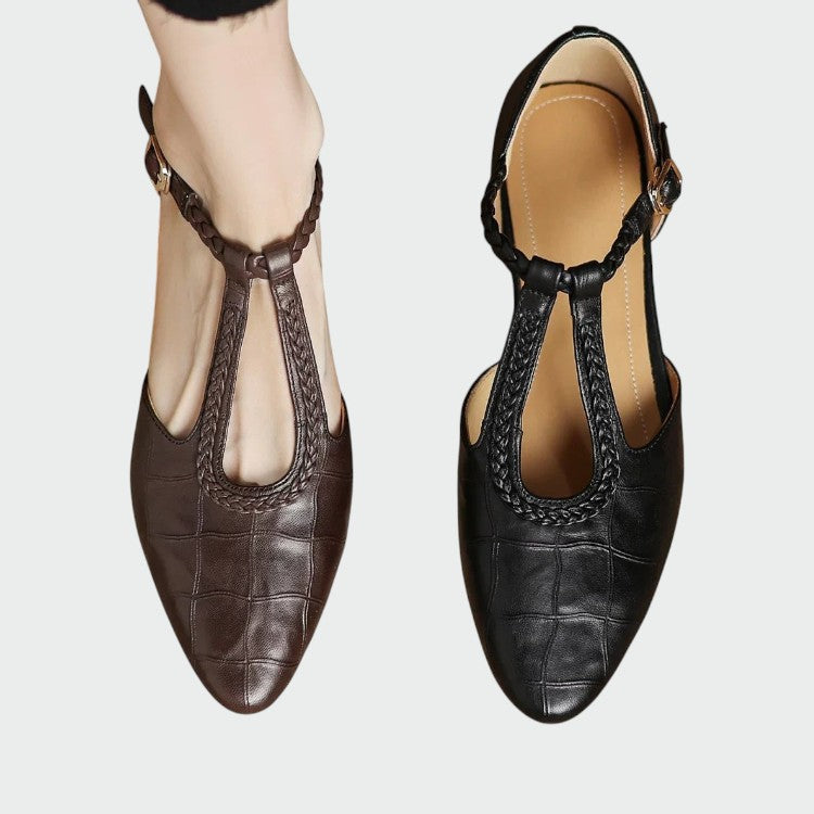 Indira - Pointed T-Bar Mary Jane Shoes
