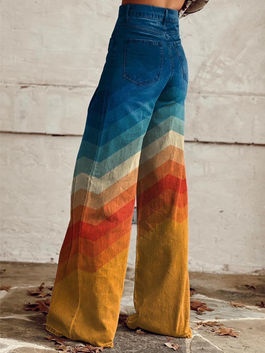 Jodie - Sunset Chevron Wide-Leg pants