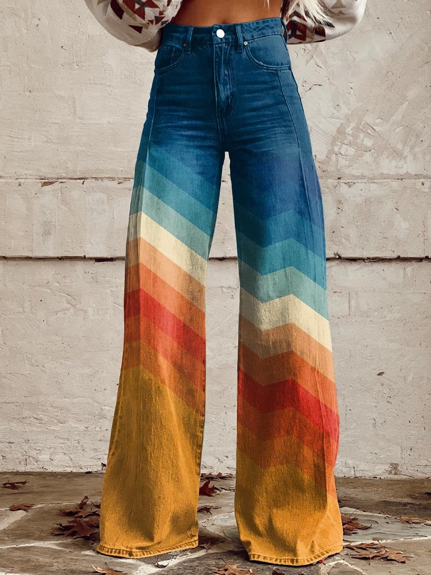 Jodie - Sunset Chevron Wide-Leg pants