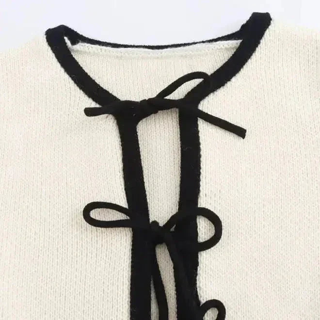 Josette – Bow accents – Chic cardigan-10174842798407-Ivory Ombre