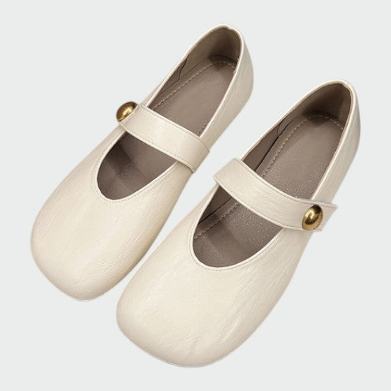 Juniper - Round-Toe Button Mary Jane Shoes