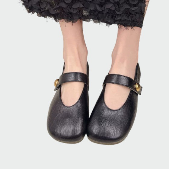 Juniper - Round-Toe Button Mary Jane Shoes
