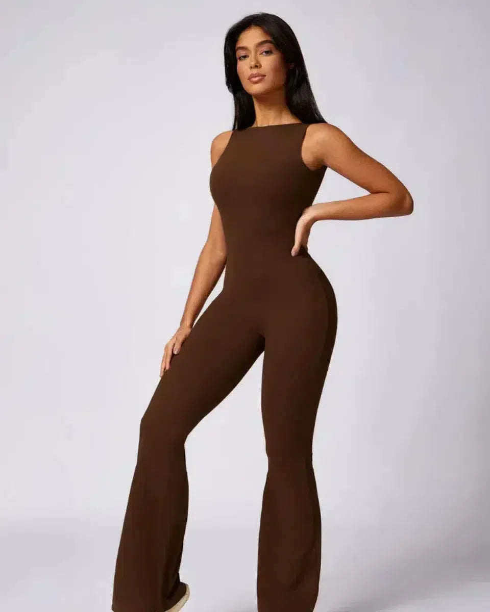 Kalani – Open-back design – Workout jumpsuit-10174779621703-Ivory Ombre