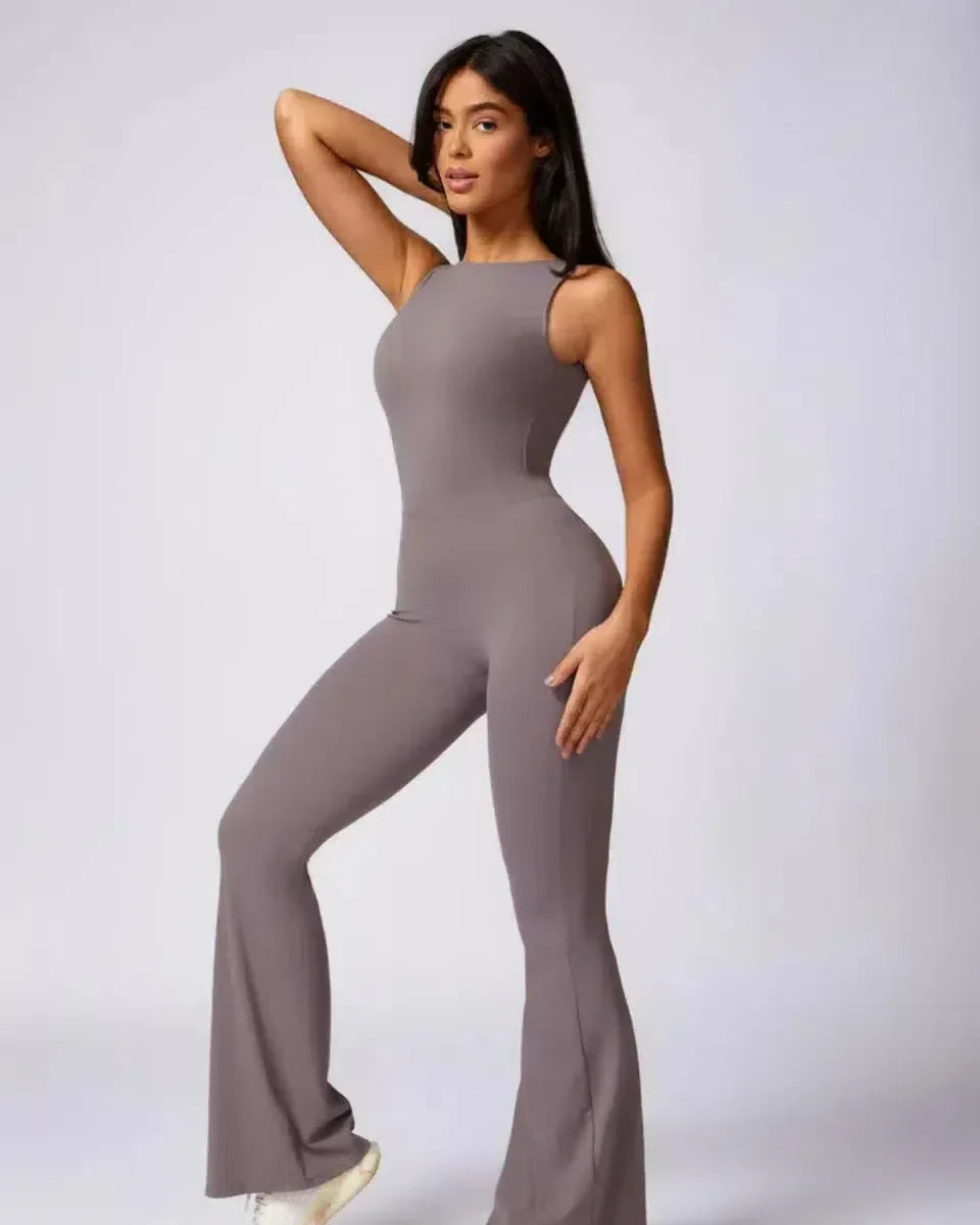 Kalani – Open-back design – Workout jumpsuit-10174779621703-Ivory Ombre
