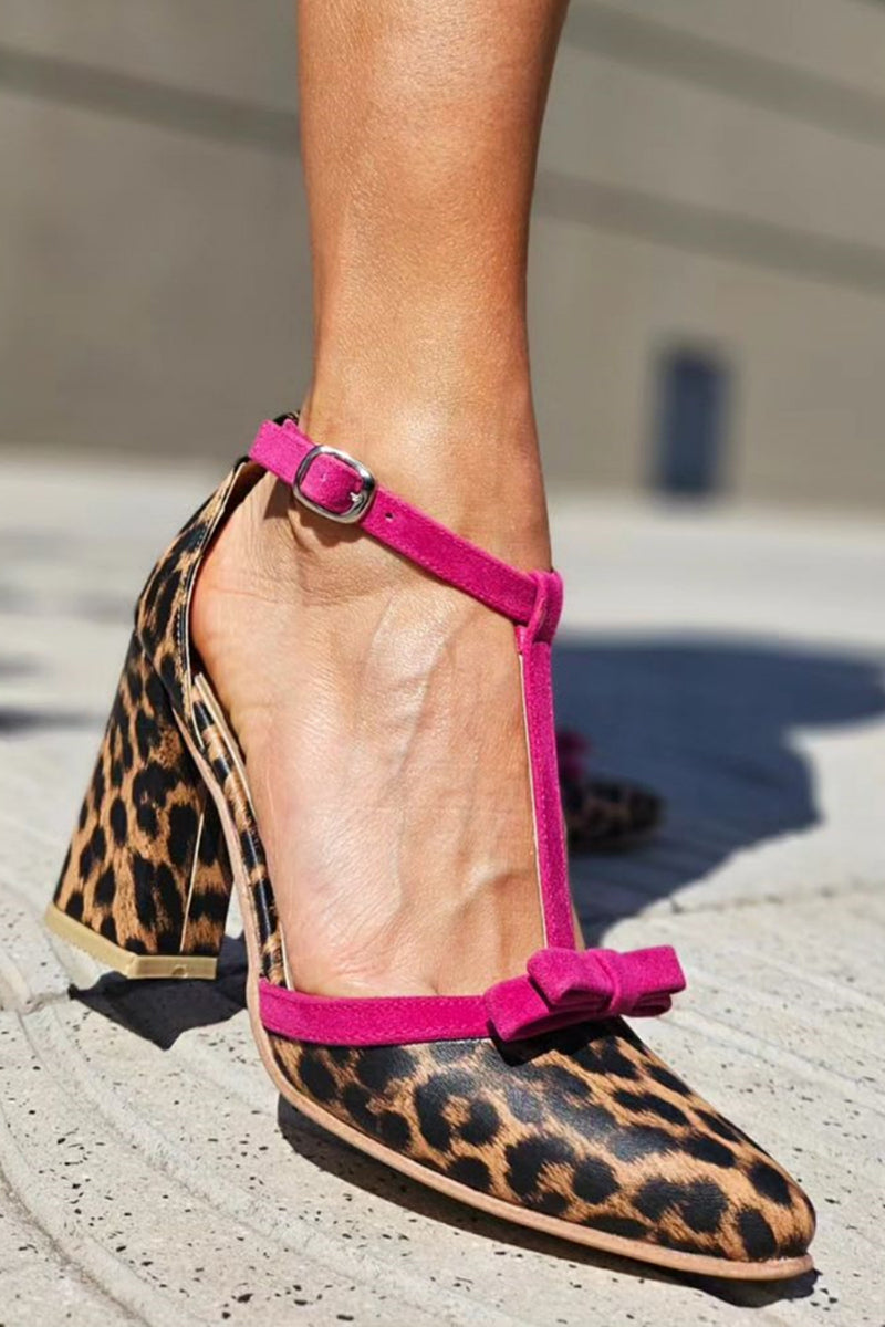 Leontina - Green leopard print sandals with colorful accents