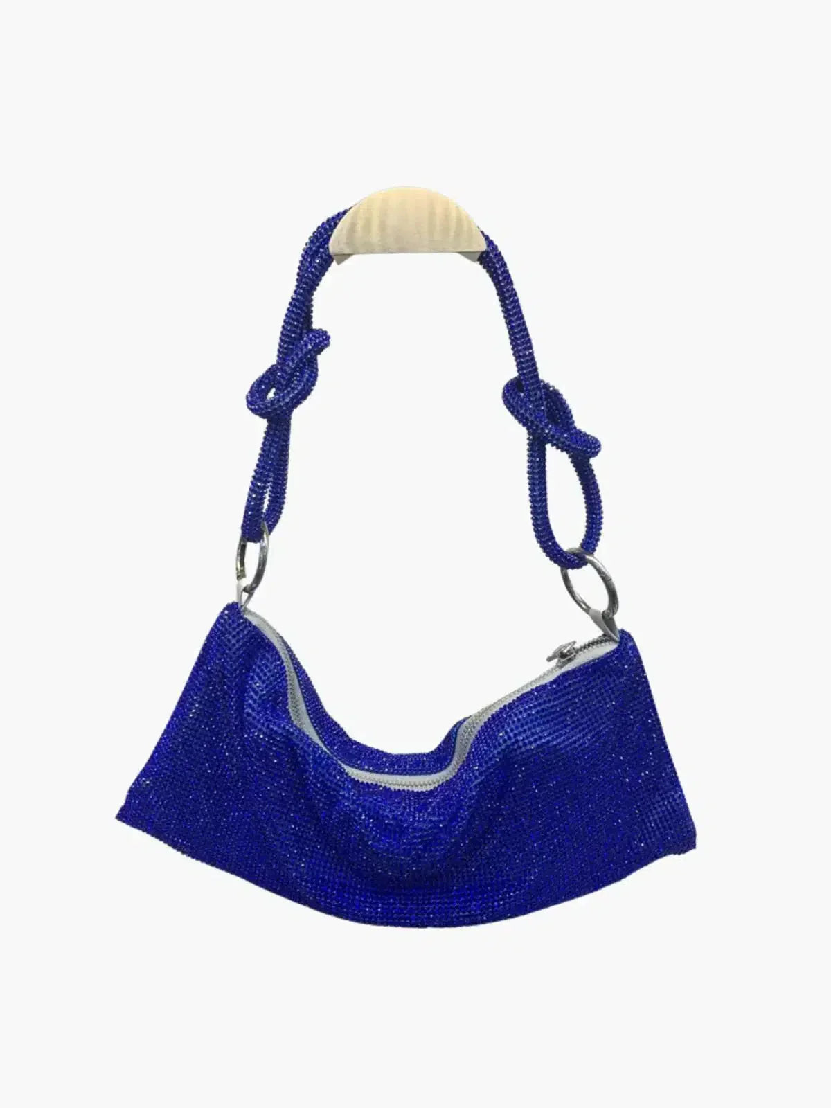 Liana – Knotted handle – Crystal mesh shoulder bag-10174662279495-Ivory Ombre