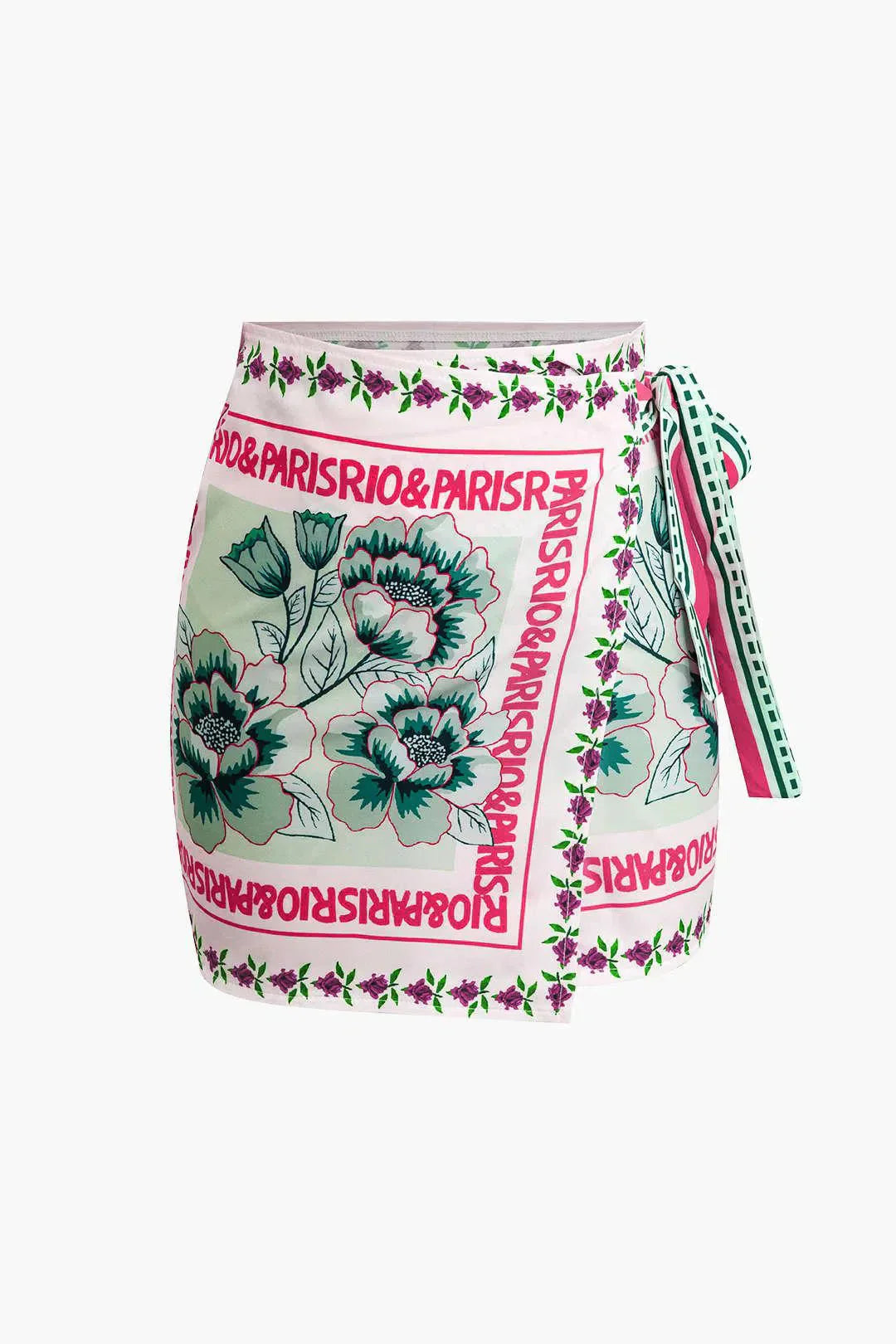 Licia – Knot detail – Floral wrap mini skirt-10174843879751-Ivory Ombre
